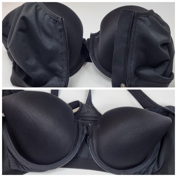 Victorias Secret VSX Sports BRA Size 34DD Black Double Front Zip Underwire 34E - Picture 11 of 15